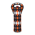 Halloween Themed Argyle Pattern Print Single Neoprene Wine Tote