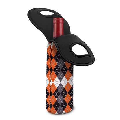 Halloween Themed Argyle Pattern Print Single Neoprene Wine Tote