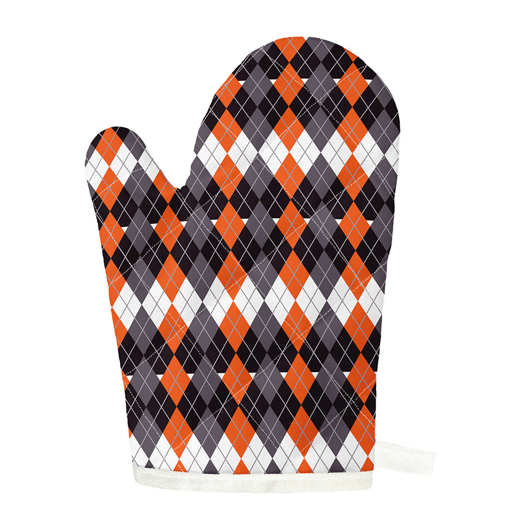 Halloween Themed Argyle Pattern Print Single Oven Mitt