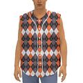 Halloween Themed Argyle Pattern Print Sleeveless Baseball Jersey