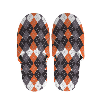 Halloween Themed Argyle Pattern Print Slippers