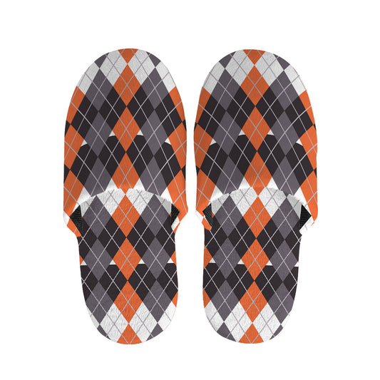 Halloween Themed Argyle Pattern Print Slippers