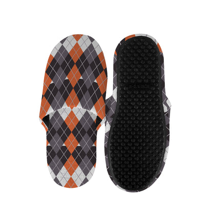 Halloween Themed Argyle Pattern Print Slippers