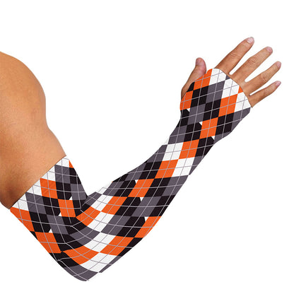 Halloween Themed Argyle Pattern Print Sun Protection Arm Sleeves