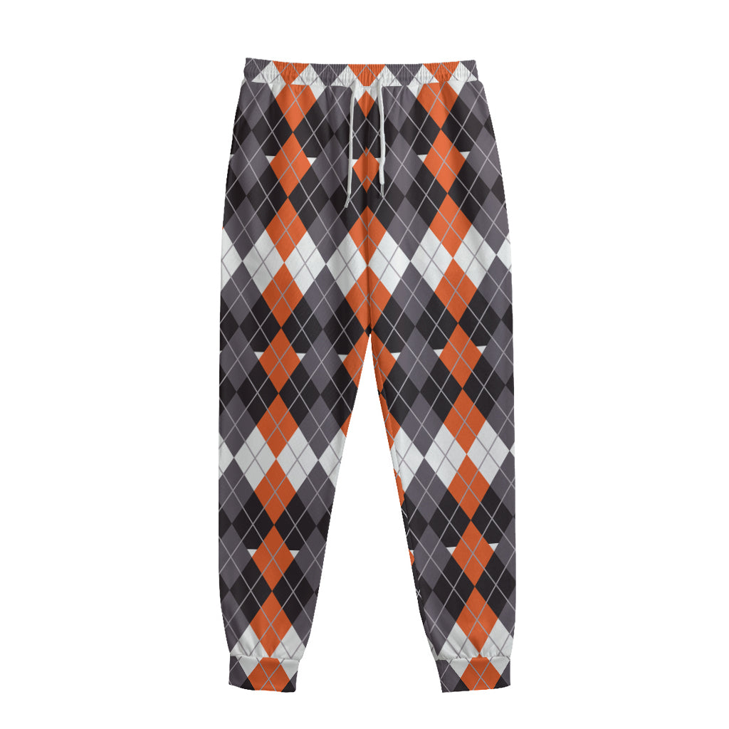 Halloween Themed Argyle Pattern Print Sweatpants