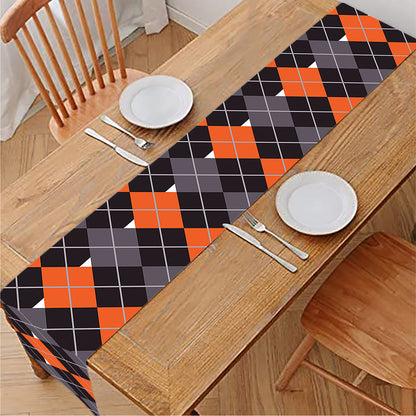 Halloween Themed Argyle Pattern Print Table Runner
