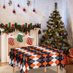 Halloween Themed Argyle Pattern Print Tablecloth