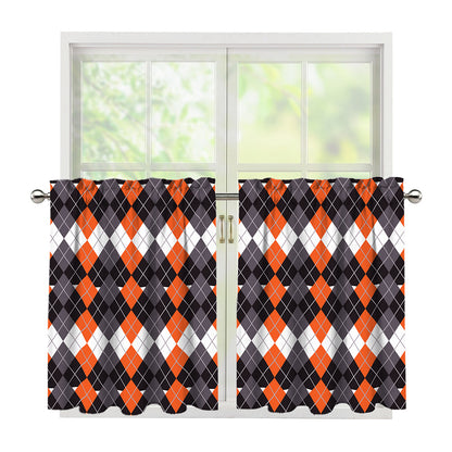 Halloween Themed Argyle Pattern Print Tier Curtains