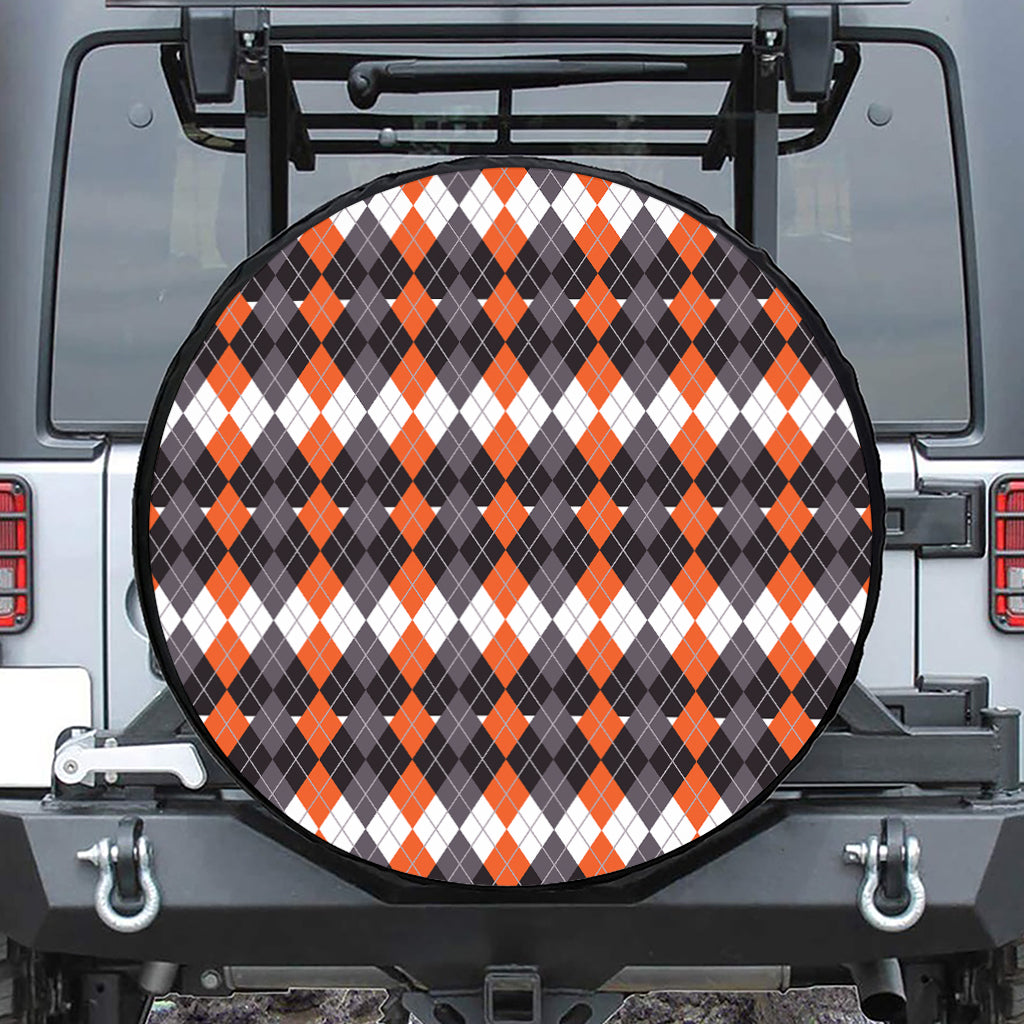 Halloween Themed Argyle Pattern Print Tire Cover