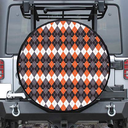 Halloween Themed Argyle Pattern Print Tire Cover
