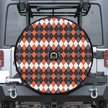 Halloween Themed Argyle Pattern Print Tire Cover With Camera Hole