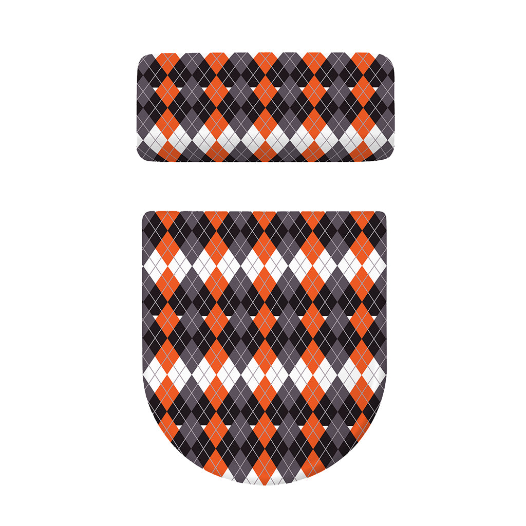 Halloween Themed Argyle Pattern Print Toilet Lid And Tank Cover Set