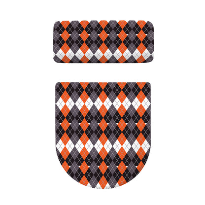 Halloween Themed Argyle Pattern Print Toilet Lid And Tank Cover Set