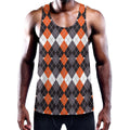 Halloween Themed Argyle Pattern Print Men's Workout Tank Top