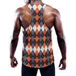 Halloween Themed Argyle Pattern Print Training Tank Top