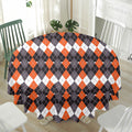Halloween Themed Argyle Pattern Print Waterproof Round Tablecloth