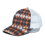 Halloween Themed Argyle Pattern Print White Mesh Trucker Cap