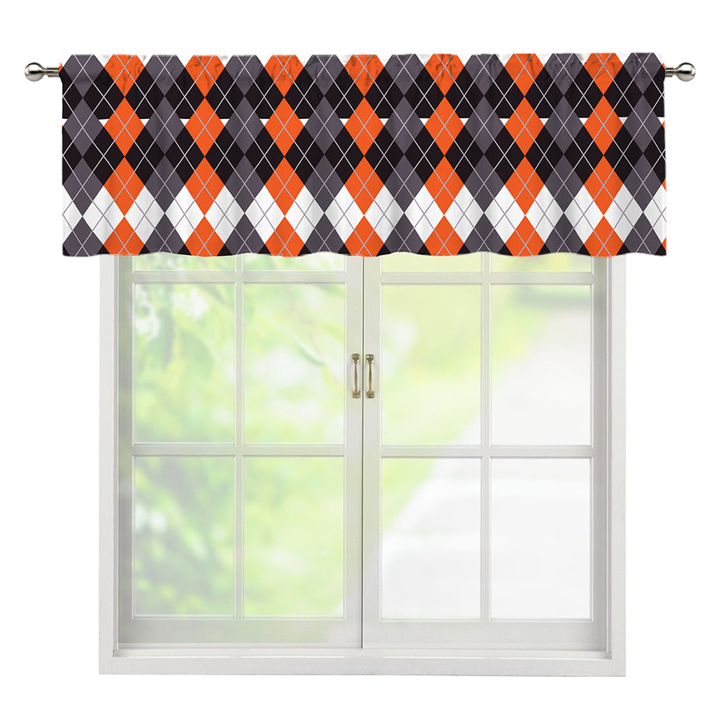 Halloween Themed Argyle Pattern Print Window Valance