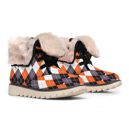 Halloween Themed Argyle Pattern Print Winter Boots