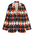 Halloween Themed Argyle Pattern Print Women's Blazer