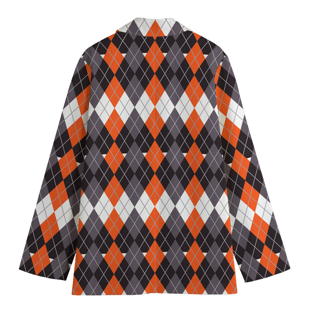 Halloween Themed Argyle Pattern Print Women's Blazer