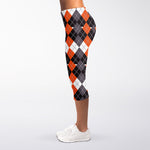 Halloween Themed Argyle Pattern Print Women's Capri Leggings