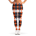 Halloween Themed Argyle Pattern Print Women's Leggings