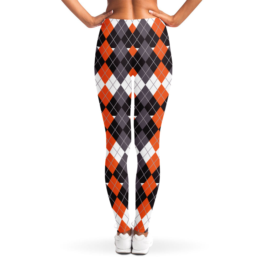 Halloween Themed Argyle Pattern Print Women's Leggings