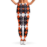 Halloween Themed Argyle Pattern Print Women's Leggings