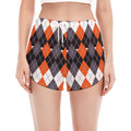 Halloween Themed Argyle Pattern Print Women's Split Running Shorts