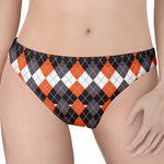 Halloween Themed Argyle Pattern Print Women's Thong