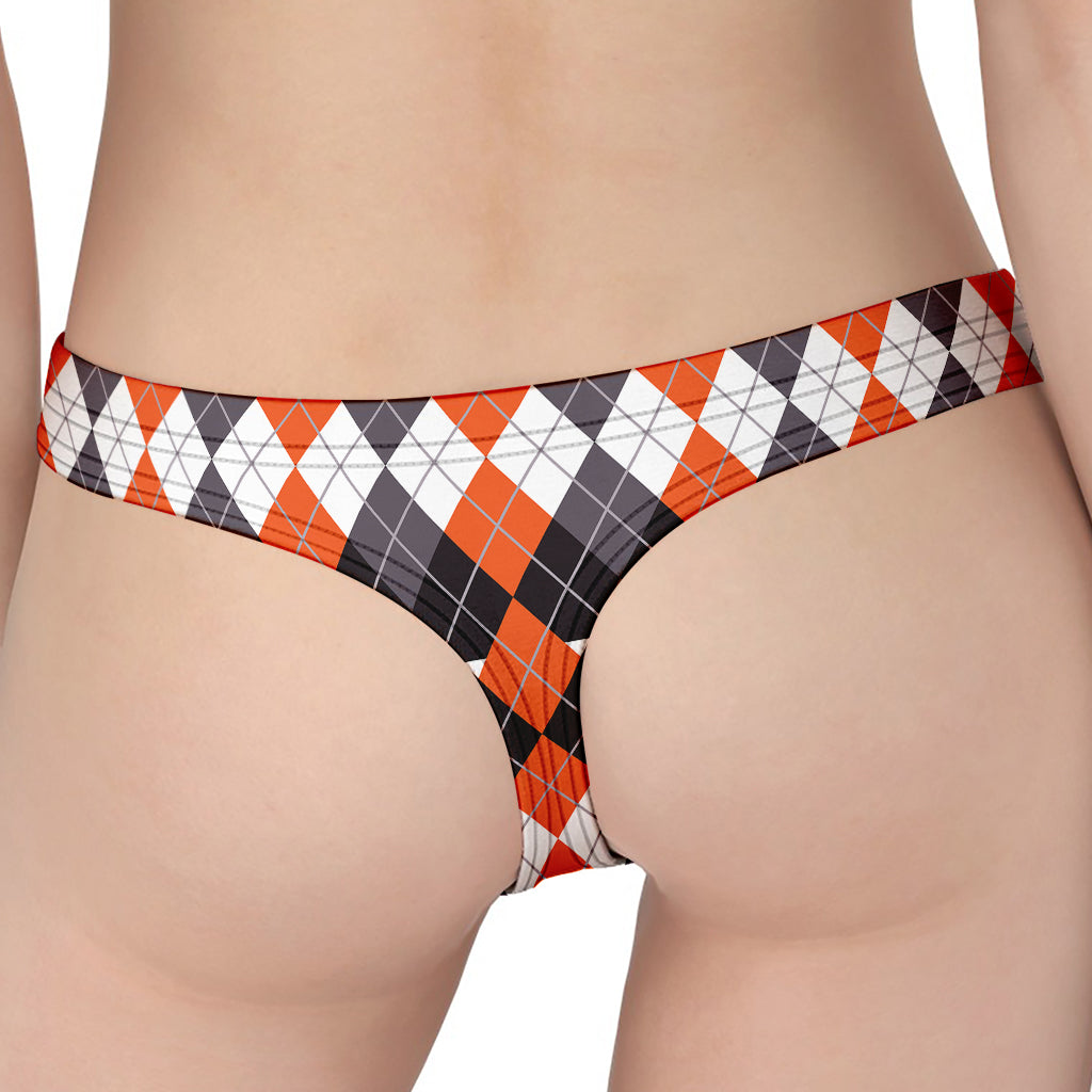 Halloween Themed Argyle Pattern Print Women's Thong