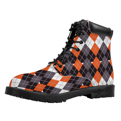 Halloween Themed Argyle Pattern Print Work Boots
