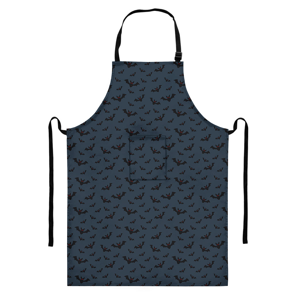 Halloween Vampire Bat Pattern Print Bib Apron With Pocket