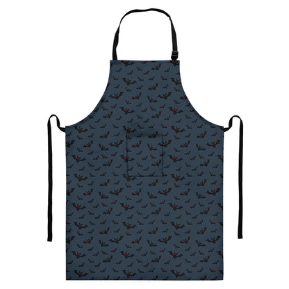 Halloween Vampire Bat Pattern Print Bib Apron With Pocket