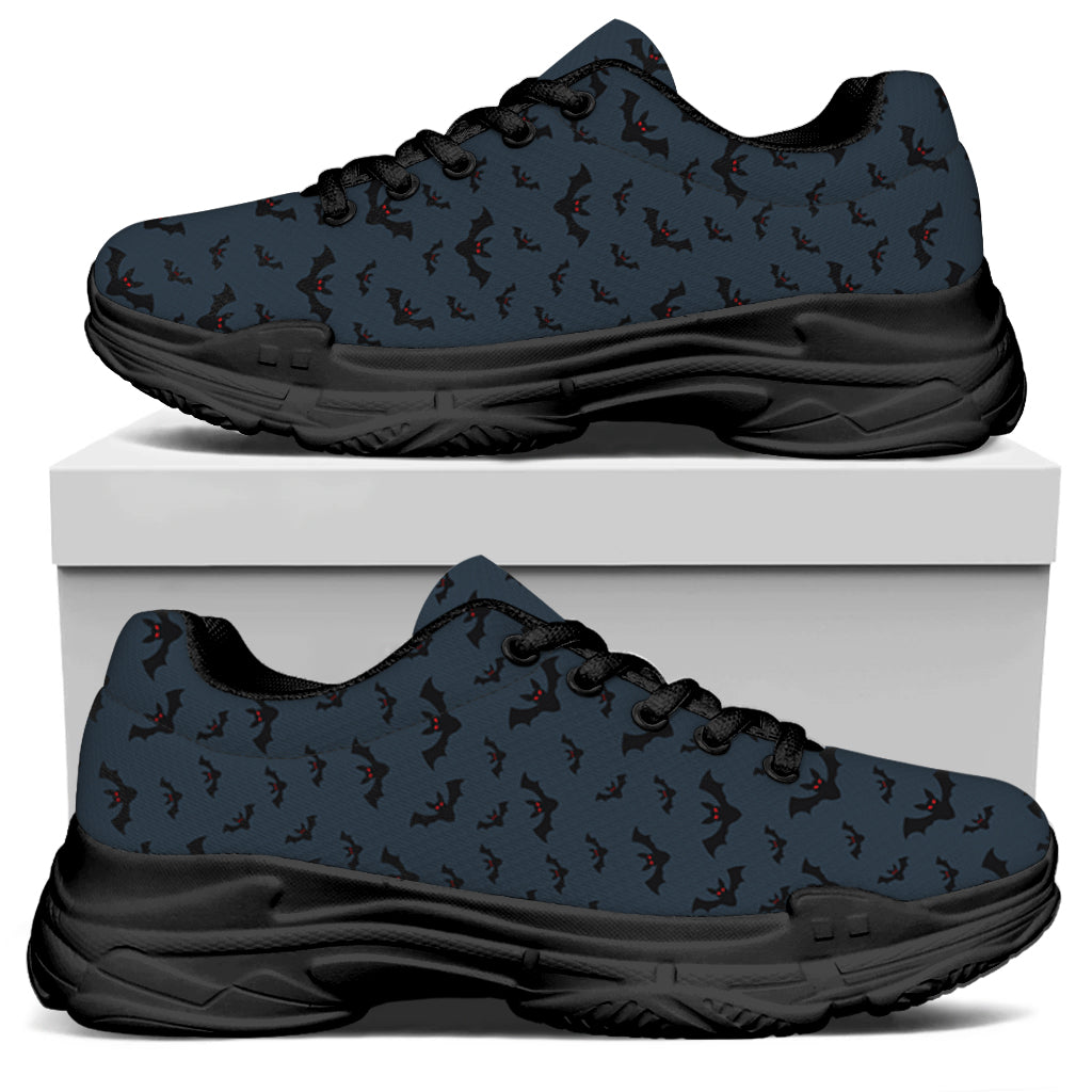 Halloween Vampire Bat Pattern Print Black Chunky Shoes