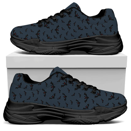 Halloween Vampire Bat Pattern Print Black Chunky Shoes