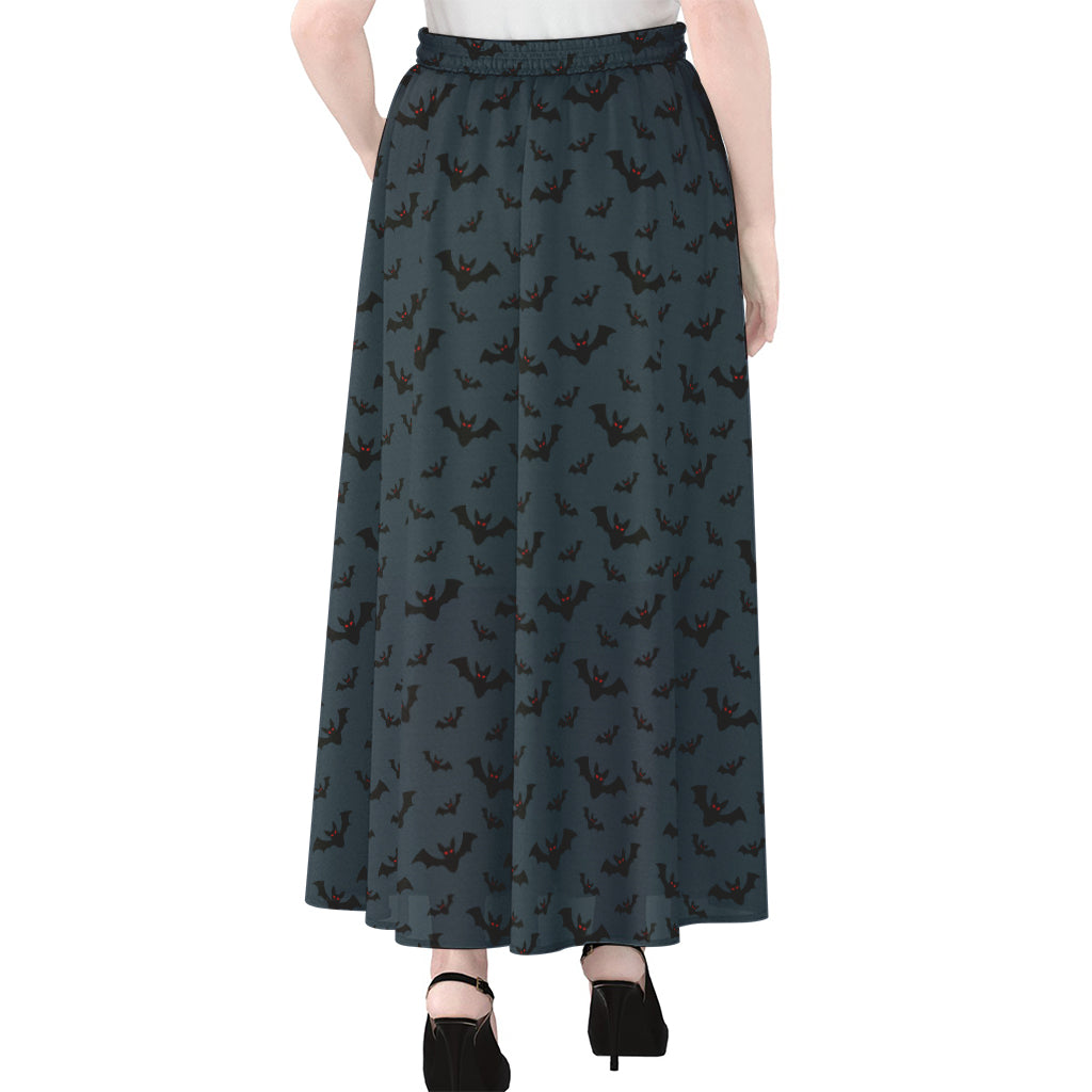 Halloween Vampire Bat Pattern Print Chiffon Maxi Skirt