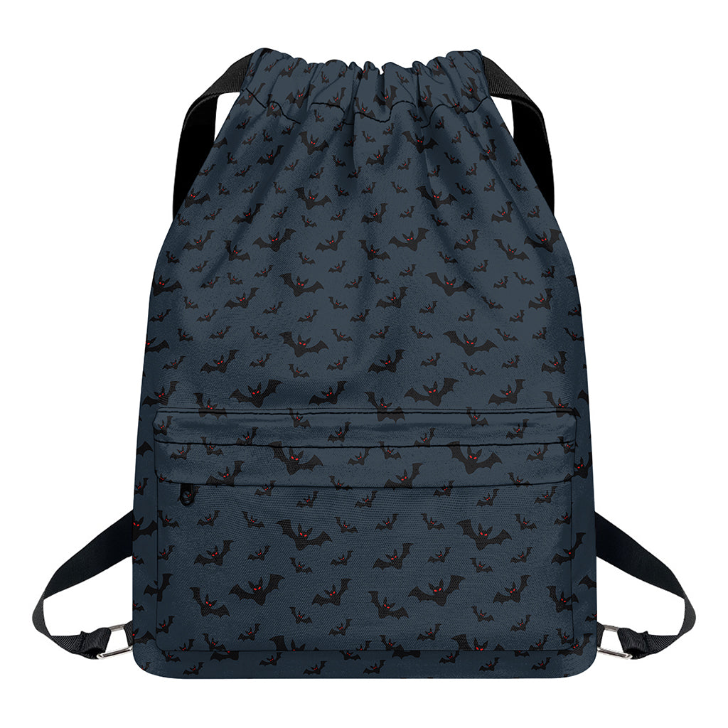 Halloween Vampire Bat Pattern Print Drawstring Backpack