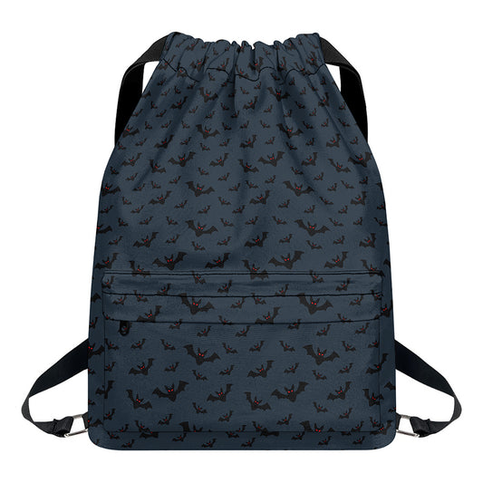 Halloween Vampire Bat Pattern Print Drawstring Backpack