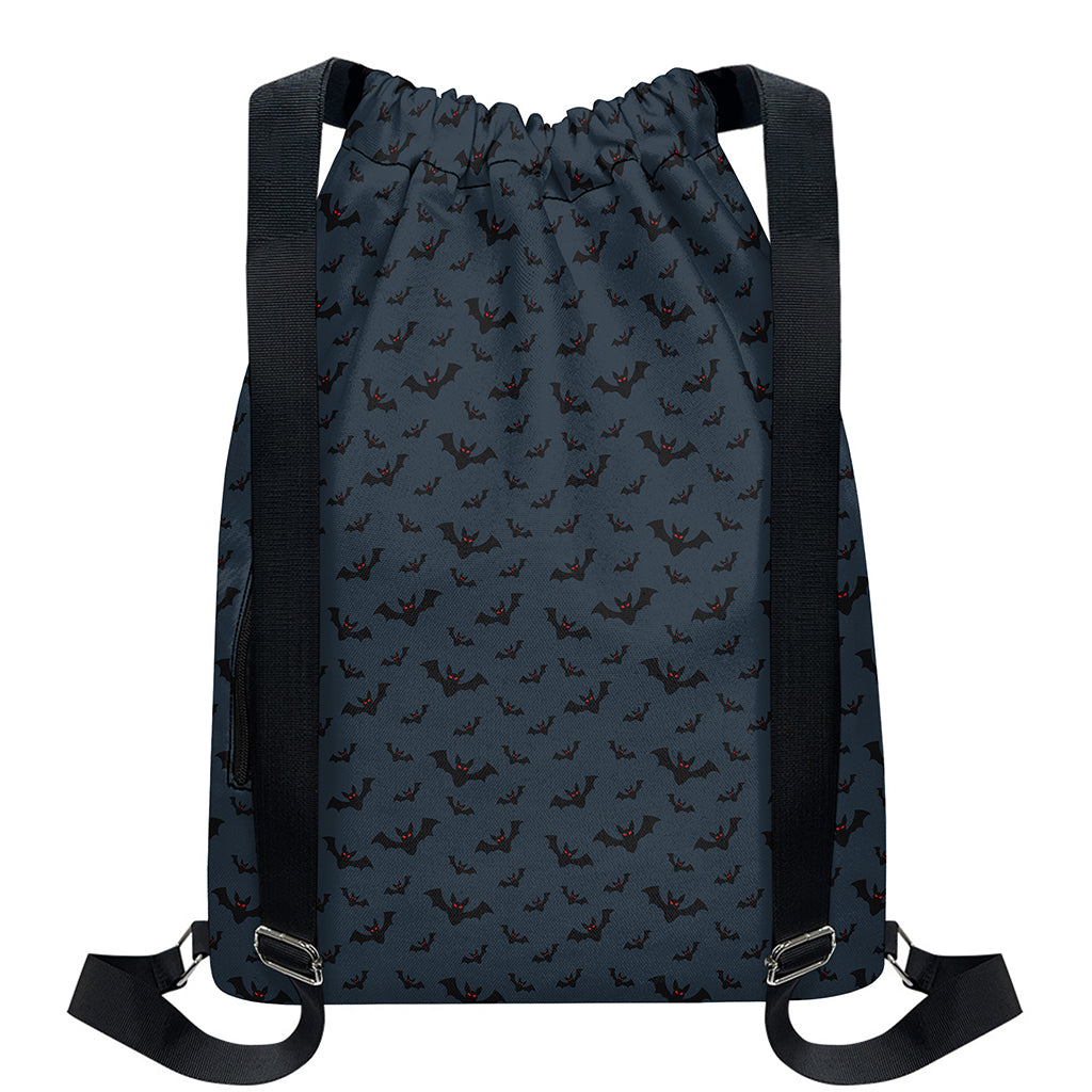Halloween Vampire Bat Pattern Print Drawstring Backpack