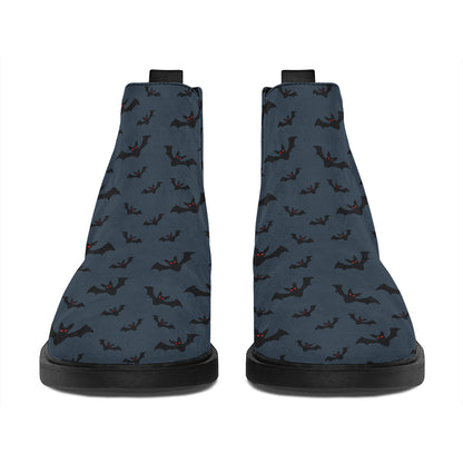 Halloween Vampire Bat Pattern Print Flat Ankle Boots