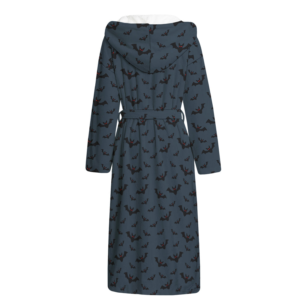 Halloween Vampire Bat Pattern Print Hooded Bathrobe