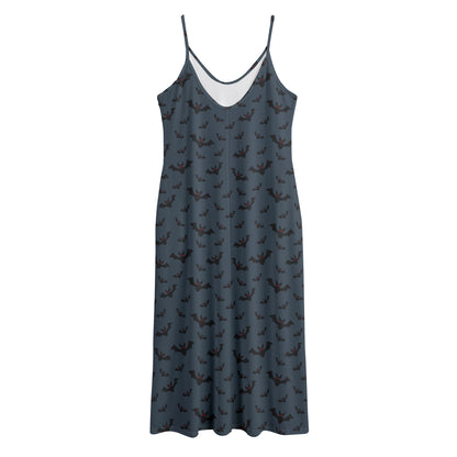 Halloween Vampire Bat Pattern Print Jersey Midi Cami Dress