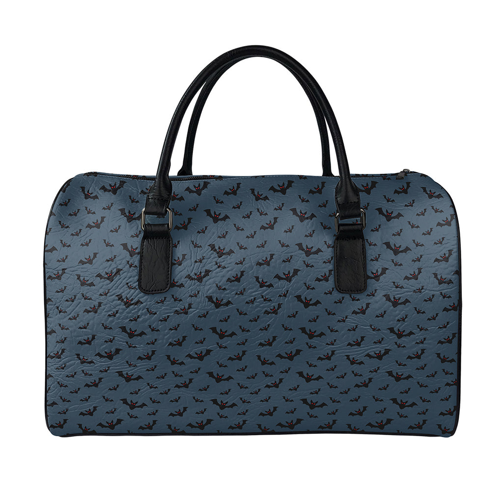 Halloween Vampire Bat Pattern Print Leather Duffle Bag
