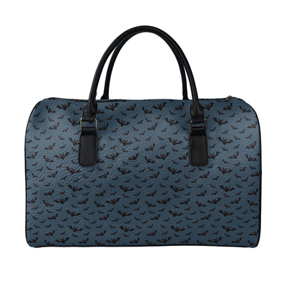 Halloween Vampire Bat Pattern Print Leather Duffle Bag