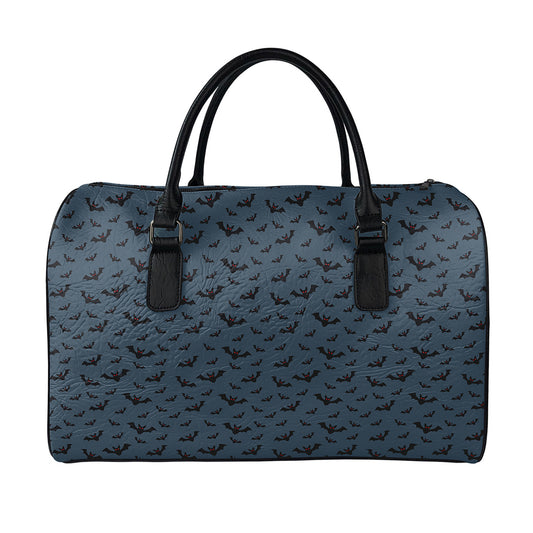 Halloween Vampire Bat Pattern Print Leather Duffle Bag