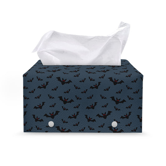 Halloween Vampire Bat Pattern Print Leather Tissue Box Cover