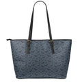Halloween Vampire Bat Pattern Print Leather Tote Bag With Zipper