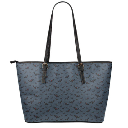 Halloween Vampire Bat Pattern Print Leather Tote Bag